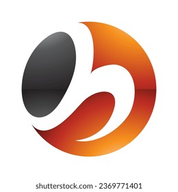 Orange and Black Glossy Circle Shaped Letter H Icon on a White Background