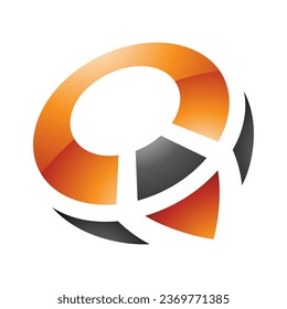Letra naranja y negra con forma de brújula con forma de brújula Q icono en un fondo blanco