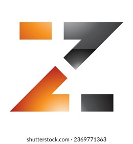 Orange and Black Glossy Dotted Line Shaped Letter Z Icon on a White Background