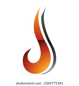 Letra naranja y negra con forma de gancho e icono J con fondo blanco