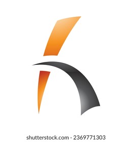 Orange and Black Glossy Letter H Icon with Spiky Lines on a White Background