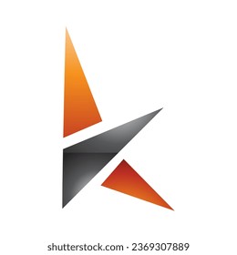 Orange and Black Glossy Letter K Icon with Triangles on a White Background