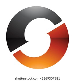 Orange and Black Glossy Letter O Icon with an S Shape in the Middle on a White Background