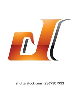 Orange and Black Glossy Lowercase Italic Letter D Icon on a White Background