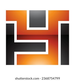 Orange and Black Glossy Rectangle Shaped Letter Y Icon on a White Background