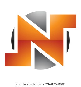 Letra naranja y negra redondeada negrita negrita N icono en un fondo blanco