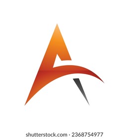 Orange and Black Glossy Spiky Arch Shaped Letter A Icon on a White Background