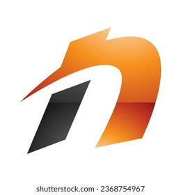 Orange and Black Glossy Spiky Italic Letter N Icon on a White Background