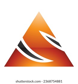 Orange and Black Glossy Triangle Shaped Letter S Icon on a White Background
