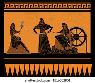 orange and black greek mythology three Moirai