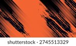 Orange and black grunge urban background with dry rough texture and halftones pattern. Hand drawn punk vector retro banner