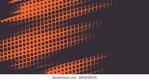 Orange and black grunge urban background with dry rough texture and halftones pattern. Hand drawn punk vector retro banner. Overlay texture stamps with vintage grunge modern