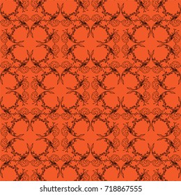 orange black halloween abstract scroll background pattern
