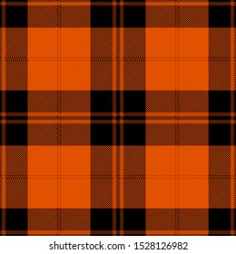 Orange and black Halloween tartan plaid. Decorative textile pattern.