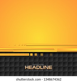 Fondo geométrico abstracto de alta tecnología naranja y negro. Ilustración del vector