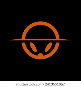 the orange black hole logo with the shape of an alien's head