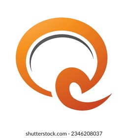 Orange and Black Hook Shaped Letter Q Icon on a White Background