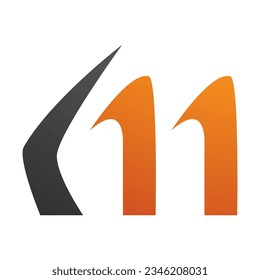 Orange and Black Horn Shaped Letter M Icon on a White Background