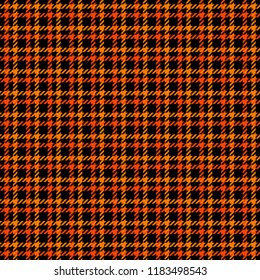 
Orange and Black Houndstooth Tartan Seamless Vector Pattern Tile. Halloween Background. High Fashion Textile Print. Dog tooth Check Fabric Texture. Pattern Tile Swatch Included.