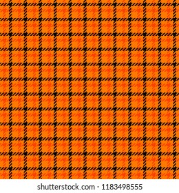 
Orange and Black Houndstooth Tartan Seamless Vector Pattern Tile. Halloween Background. High Fashion Textile Print. Dog tooth Check Fabric Texture. Pattern Tile Swatch Included.