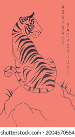 orange and black illustration with tiger in japanese style