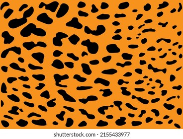 orangefarbene und schwarze Leopardenhautmuster, Hintergrund, Vektordesign