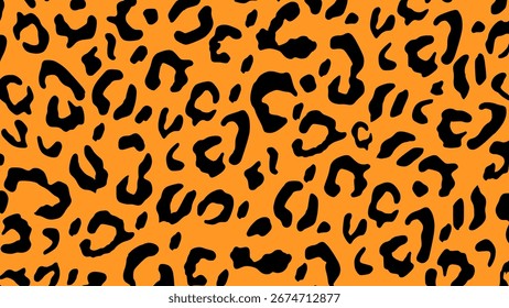 Textura de pele de leopardo laranja e preto. Plano de fundo de impressão animal. Papel de parede de luxo.