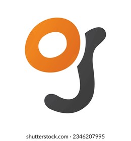 Orange and Black Letter G Icon with Soft Round Lines on a White Background