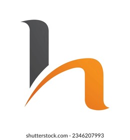 Orange and Black Letter H Icon with Round Spiky Lines on a White Background