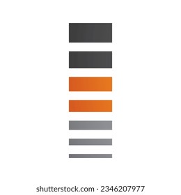 Orange and Black Letter I Icon with Horizontal Stripes on a White Background