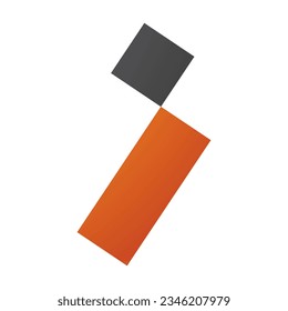 Orange-Schwarz-Letter-Symbol mit einem Quadrat und einem Rechteck auf weißem Hintergrund
