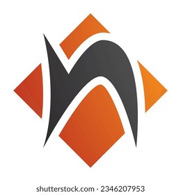 Orange and Black Letter N Icon with a Square Diamond Shape on a White Background