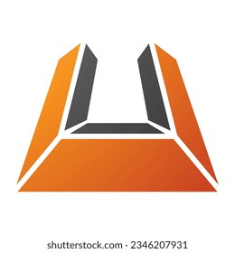 Orange and Black Letter U Icon in Perspective on a White Background