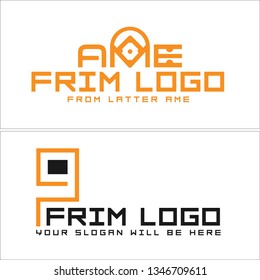 Orange black line art word combination logo design concept suitable for photography sports youth market team