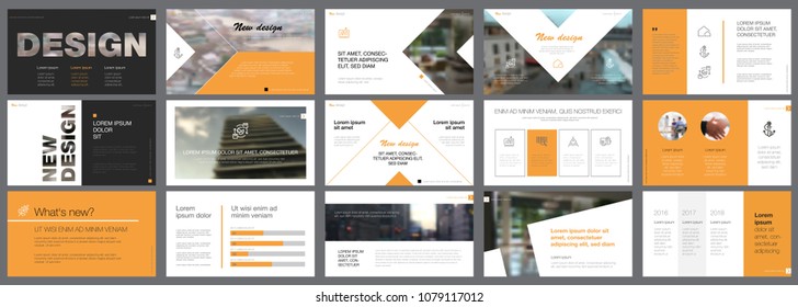 Orange and black logistics or management concept infographic set. Business design elements for presentation slide templates. Can be used for annual report, advertising, flyer layout and banner design.