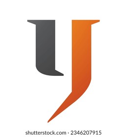 Orange and Black Lowercase Letter Y Icon on a White Background