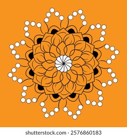 A orange and black mandala