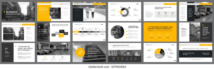 Orange and black marketing or finance concept infographics set. Business design elements for presentation slide templates. Can be used for financial report, workflow layout and brochure design.