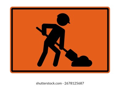 Homens laranjas e negros no trabalho ou estrada sinal vetor