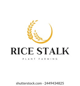 Orange Black Minimalist Rice Stalk Logo