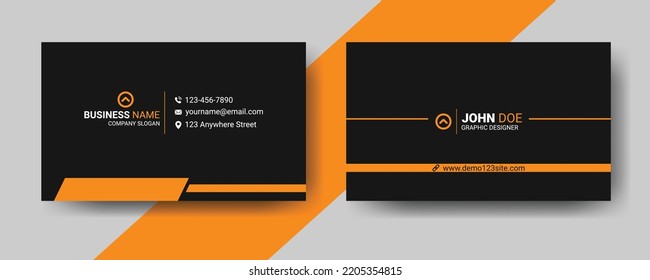 Orange And Black Modern Business Card Template Design Vector. Corporate Business Card Design