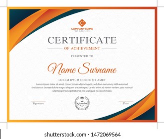 Orange and black modern certificate for corporate companies and all types business and other sectors