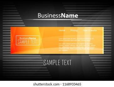 Orange black Modern poster. Orange black background with banner design. Black background trendy illustration. Web design template. Bright orange summer vintage background. Trendy texture summer design