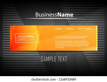 Orange black Modern poster. Orange black background with banner design. Black background trendy illustration. Web design template. Bright orange summer vintage background. Trendy texture summer design
