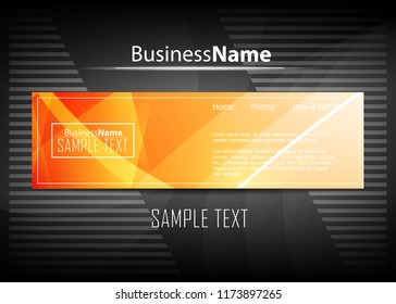 Orange black Modern poster. Orange black background with banner design. Black background trendy illustration. Web design template. Bright orange summer vintage background. Trendy texture summer design