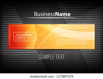 Orange black Modern poster. Orange black background with banner design. Black background trendy illustration. Web design template. Bright orange summer vintage background. Trendy texture summer design