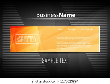Orange black Modern poster. Orange black background with banner design. Black background trendy illustration. Web design template. Bright orange summer vintage background. Trendy texture summer design