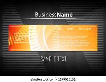Orange black Modern poster. Orange black background with banner design. Black background trendy illustration. Web design template. Bright orange summer vintage background. Trendy texture summer design