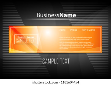 Orange black Modern poster. Orange black background with banner design. Black background trendy illustration. Web design template. Bright orange summer vintage background. Trendy texture summer design