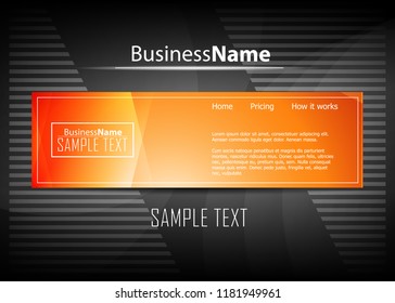 Orange black Modern poster. Orange black background with banner design. Black background trendy illustration. Web design template. Bright orange summer vintage background. Trendy texture summer design